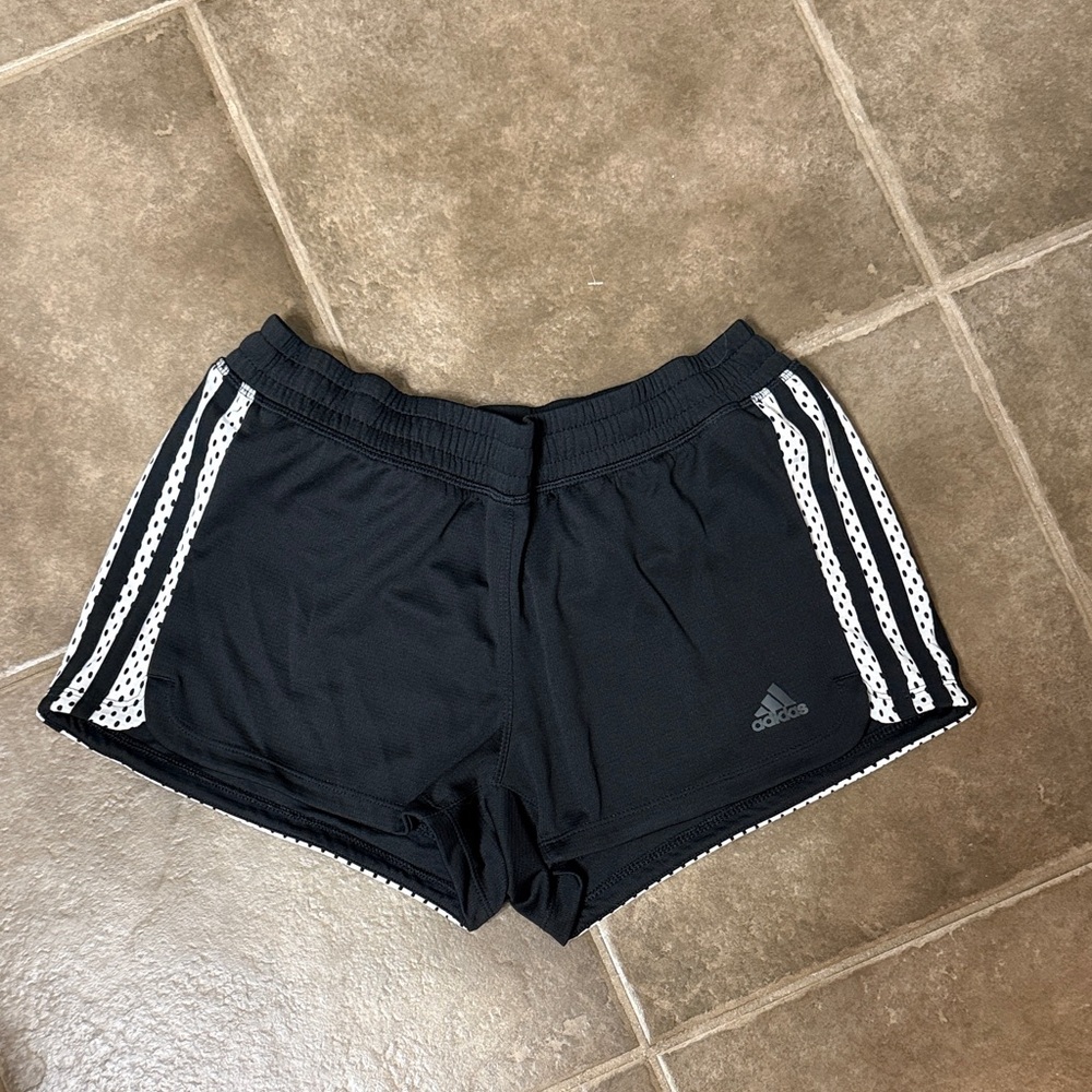 Adidas Women's Black Athletic Shorts with White Accents